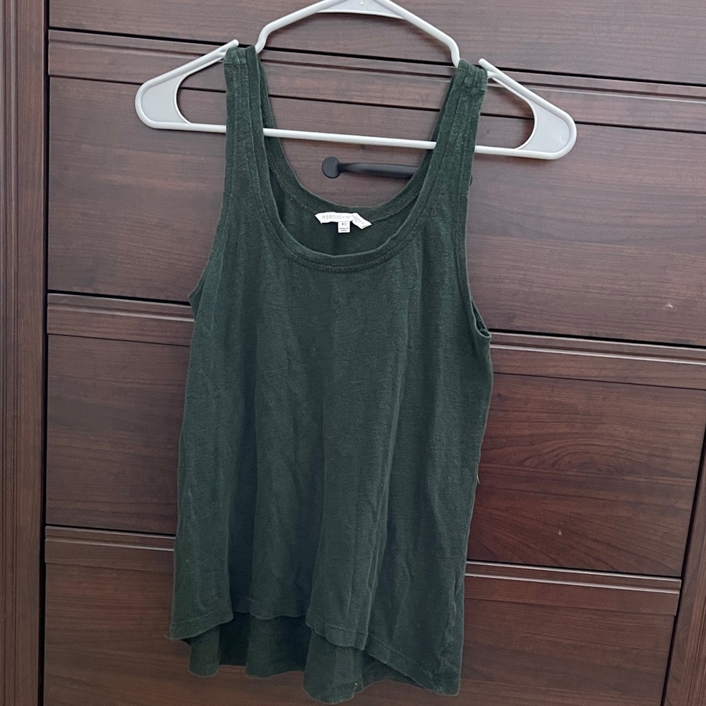 Rebecca Minkoff Dark Green Linen Tank Top